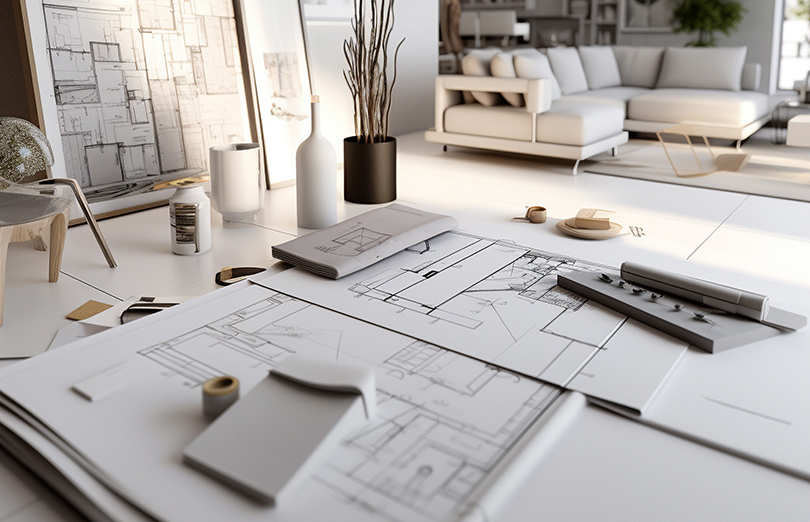 Bouwproject met plannen voor interieurproject Geobuild in Brecht